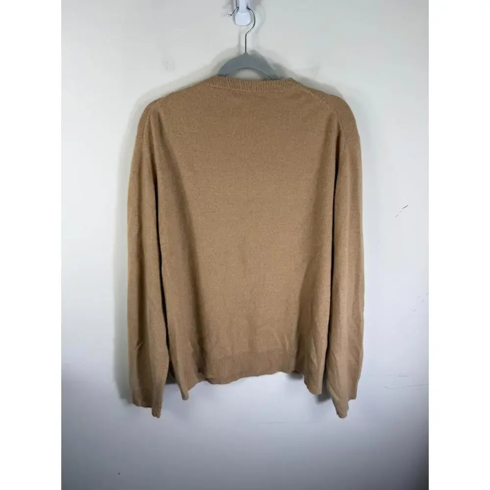Grant Thomas‎ Tan V Neck Long Sleeved Sweater Two Ply Cashmere XL
